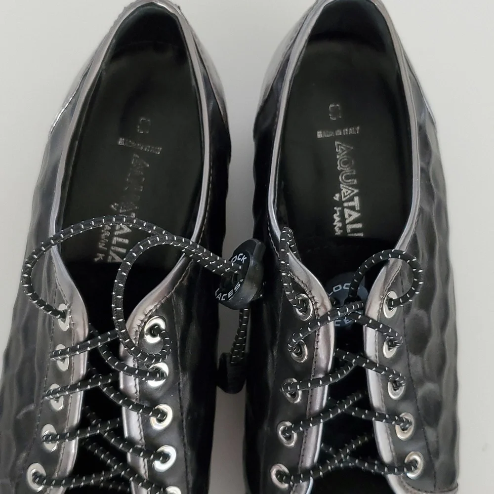 Aquatalia Aida Platform Leather Suede Sneakers